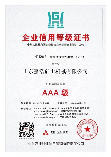 企業信譽品級證書